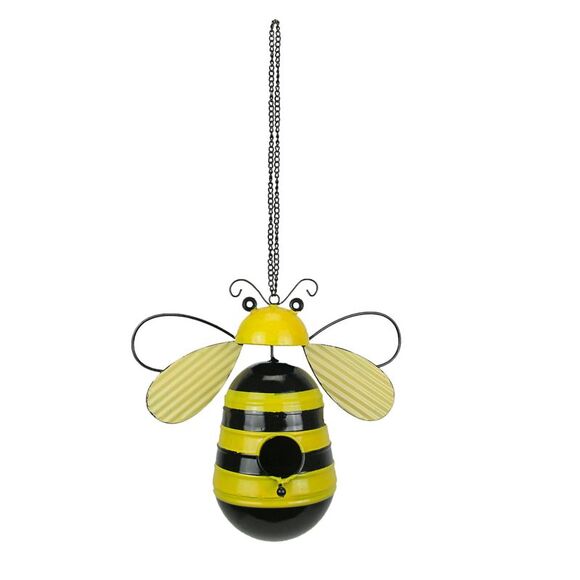 Metal Bumble Bee Decorative Novelty Hanging Birdhouse Home Garden Patio Decor - Picture 1 of 5